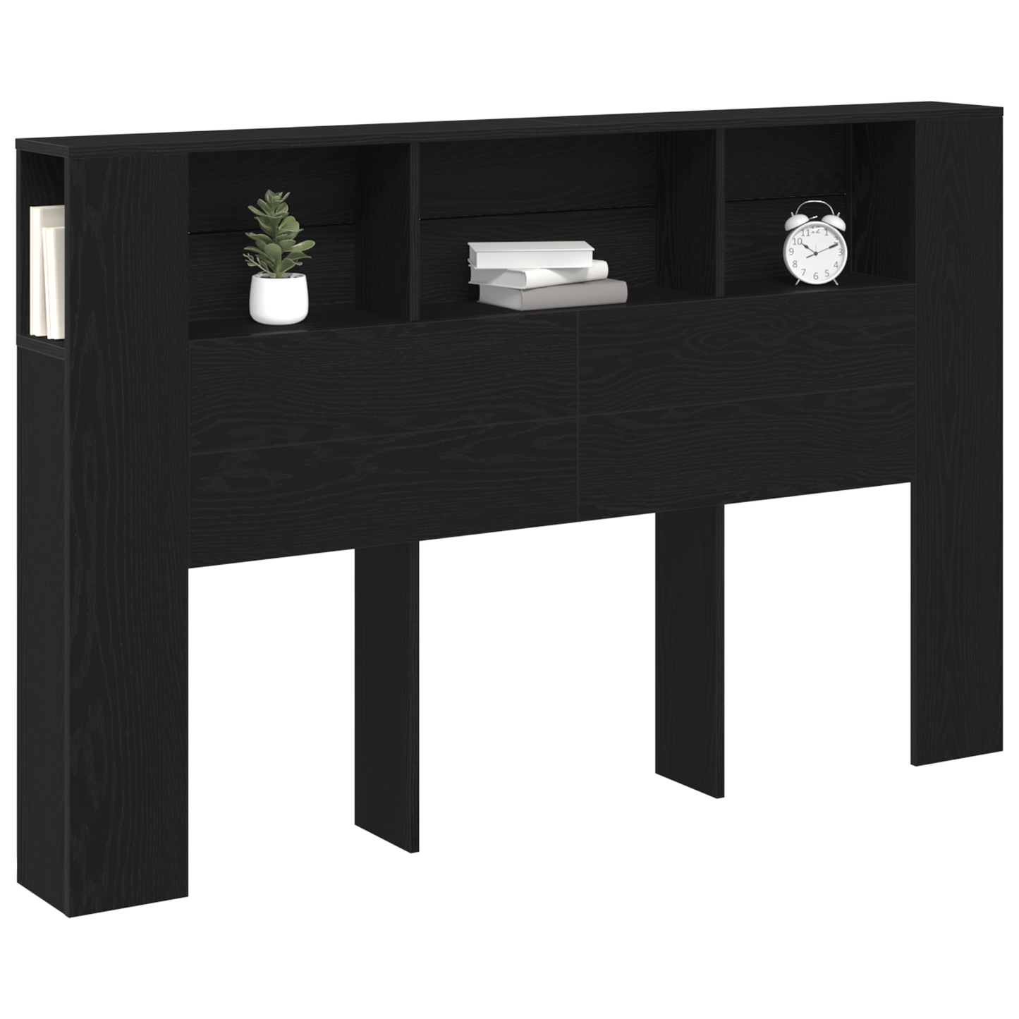 Sort Eg Hovedgavl Skab - 160X19X104.5 Cm Lavet Af Konstrueret Træ