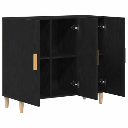 Sideboard Sort 90 X 34 X 80 Cm Konstrueret Træ