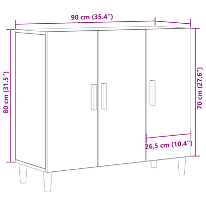 Sideboard Sort 90 X 34 X 80 Cm Konstrueret Træ