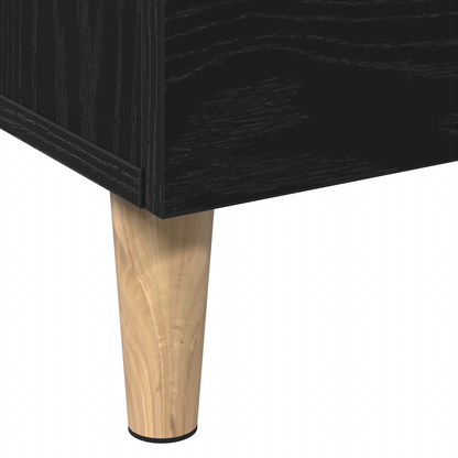 Highboard Med Skuffe Sort 70 X 31 X 115 Cm Konstrueret Træ