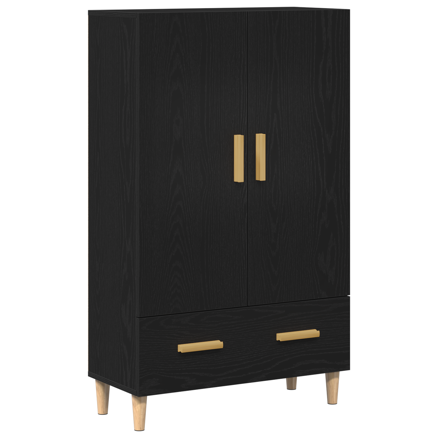 Highboard Med Skuffe Sort 70 X 31 X 115 Cm Konstrueret Træ