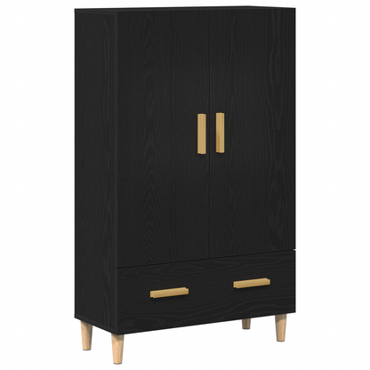 Highboard Med Skuffe Sort 70 X 31 X 115 Cm Konstrueret Træ