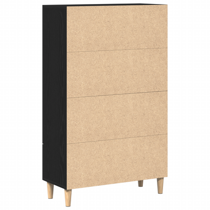 Highboard Med Skuffe Sort 70 X 31 X 115 Cm Konstrueret Træ