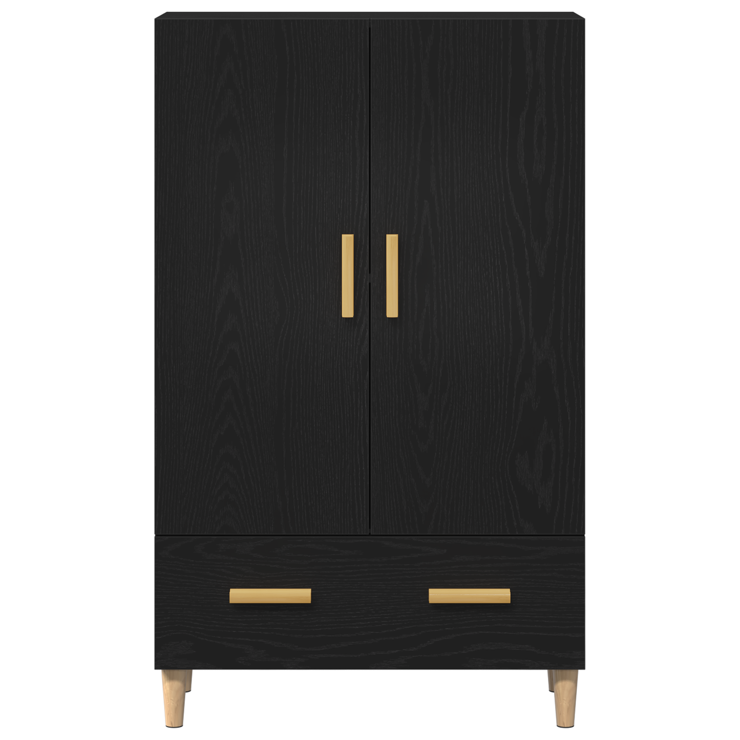 Highboard Med Skuffe Sort 70 X 31 X 115 Cm Konstrueret Træ