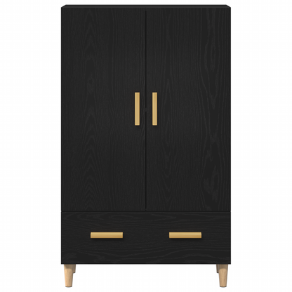 Highboard Med Skuffe Sort 70 X 31 X 115 Cm Konstrueret Træ