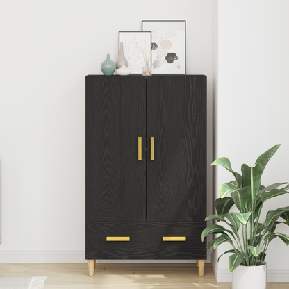 Highboard Med Skuffe Sort 70 X 31 X 115 Cm Konstrueret Træ