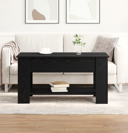 Sort Eg Kaffebord - 101X49X52 Cm Lavet Af Konstrueret Træ