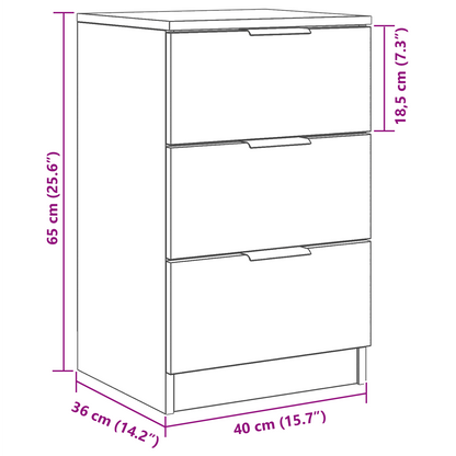 Sort Eg Sengebord - 40X65X65 Cm