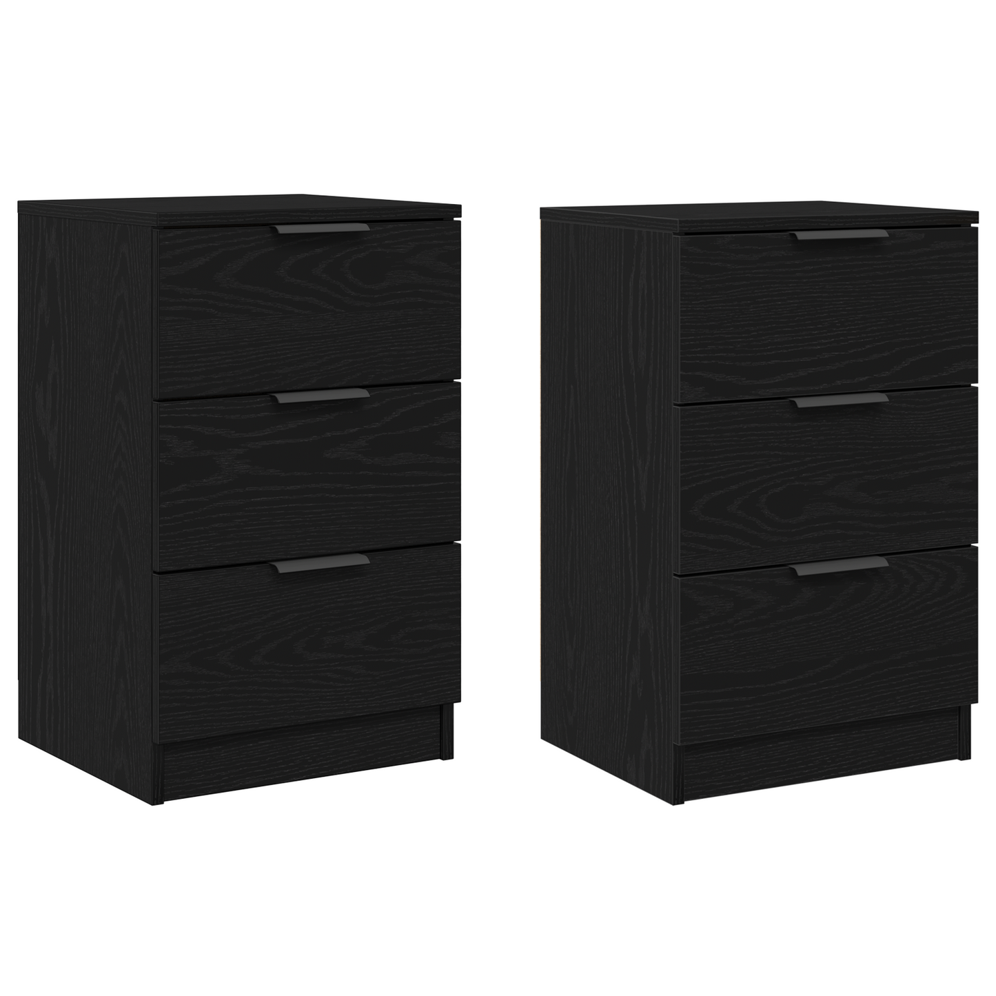Sengeborde 2 Pakke Sort Eg 40X65X65 Cm Lavet Af Konstrueret Træ