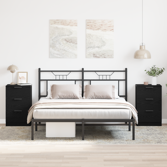 Sengeborde 2 Pakke Sort Eg 40X65X65 Cm Lavet Af Konstrueret Træ