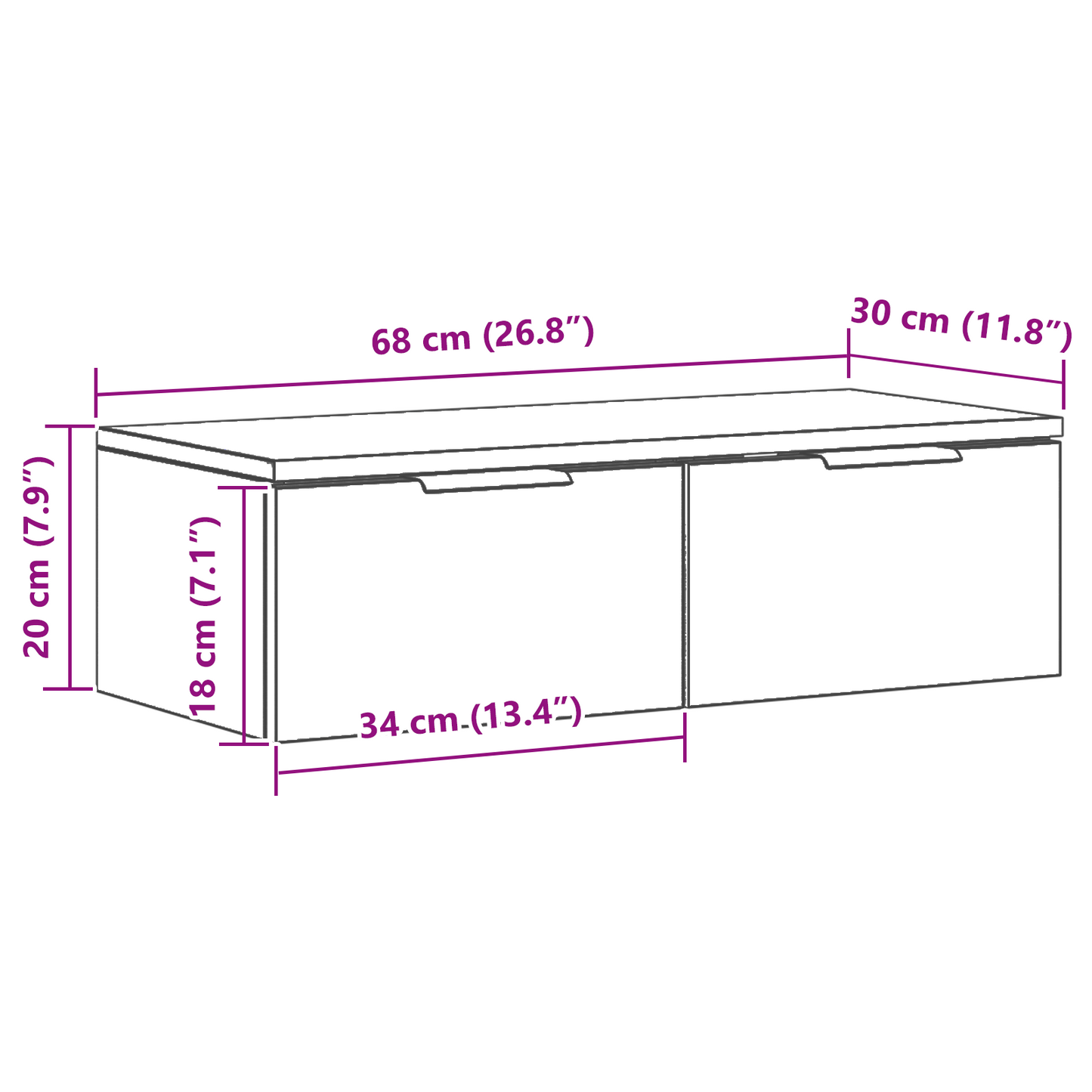 Sort Eg Vægskab 68X30X20 Cm Fremstillet Af Ingeniørtræ