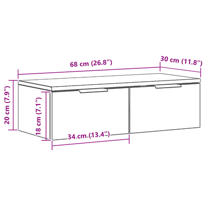 Sort Eg Vægskab 68X30X20 Cm Fremstillet Af Ingeniørtræ