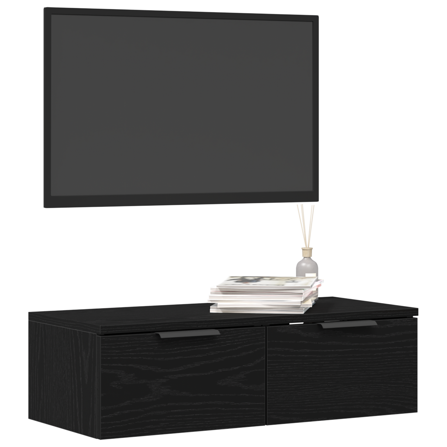 Sort Eg Vægskab 68X30X20 Cm Fremstillet Af Ingeniørtræ