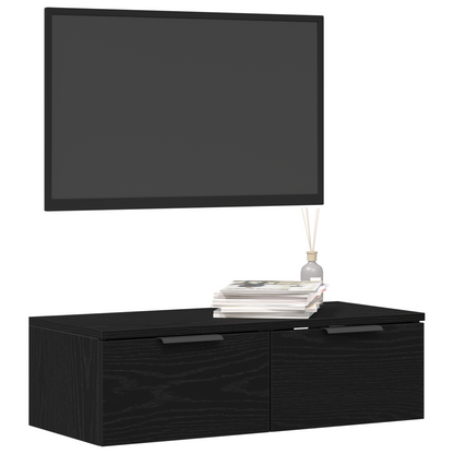 Sort Eg Vægskab 68X30X20 Cm Fremstillet Af Ingeniørtræ