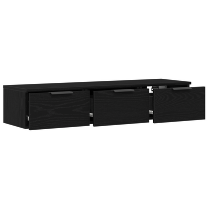 Sort Eg Væghylde 102X30X20 Cm Fremstillet Af Konstrueret Træ