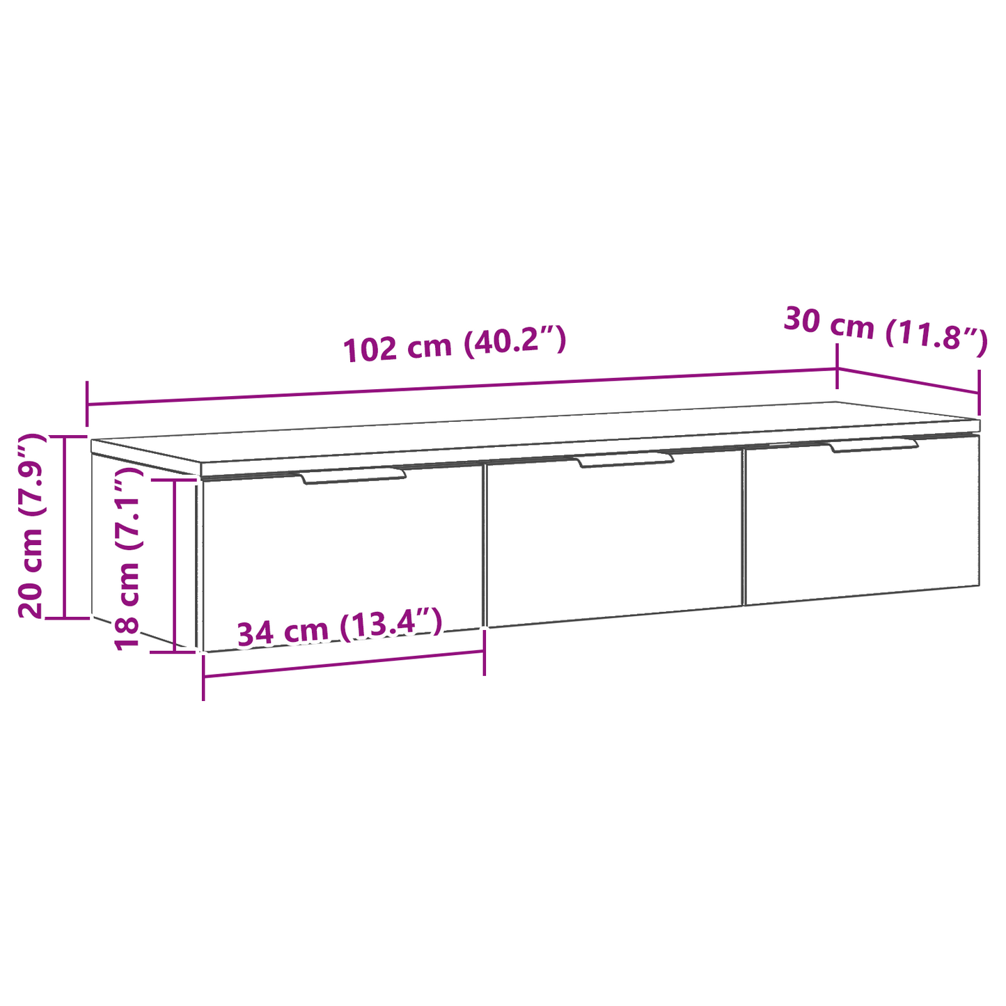 Sort Eg Væghylde 102X30X20 Cm Fremstillet Af Konstrueret Træ