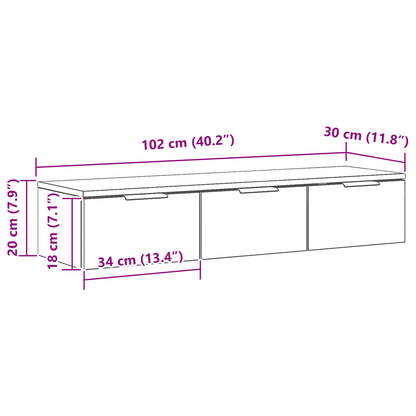 Sort Eg Væghylde 102X30X20 Cm Fremstillet Af Konstrueret Træ