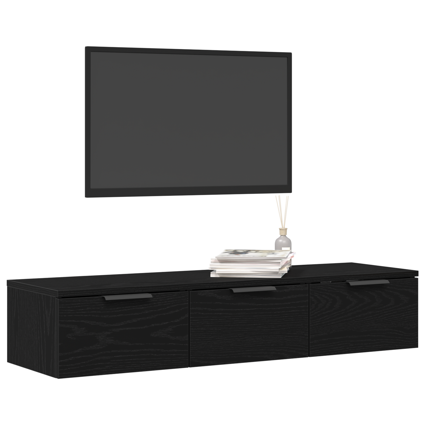 Sort Eg Væghylde 102X30X20 Cm Fremstillet Af Konstrueret Træ