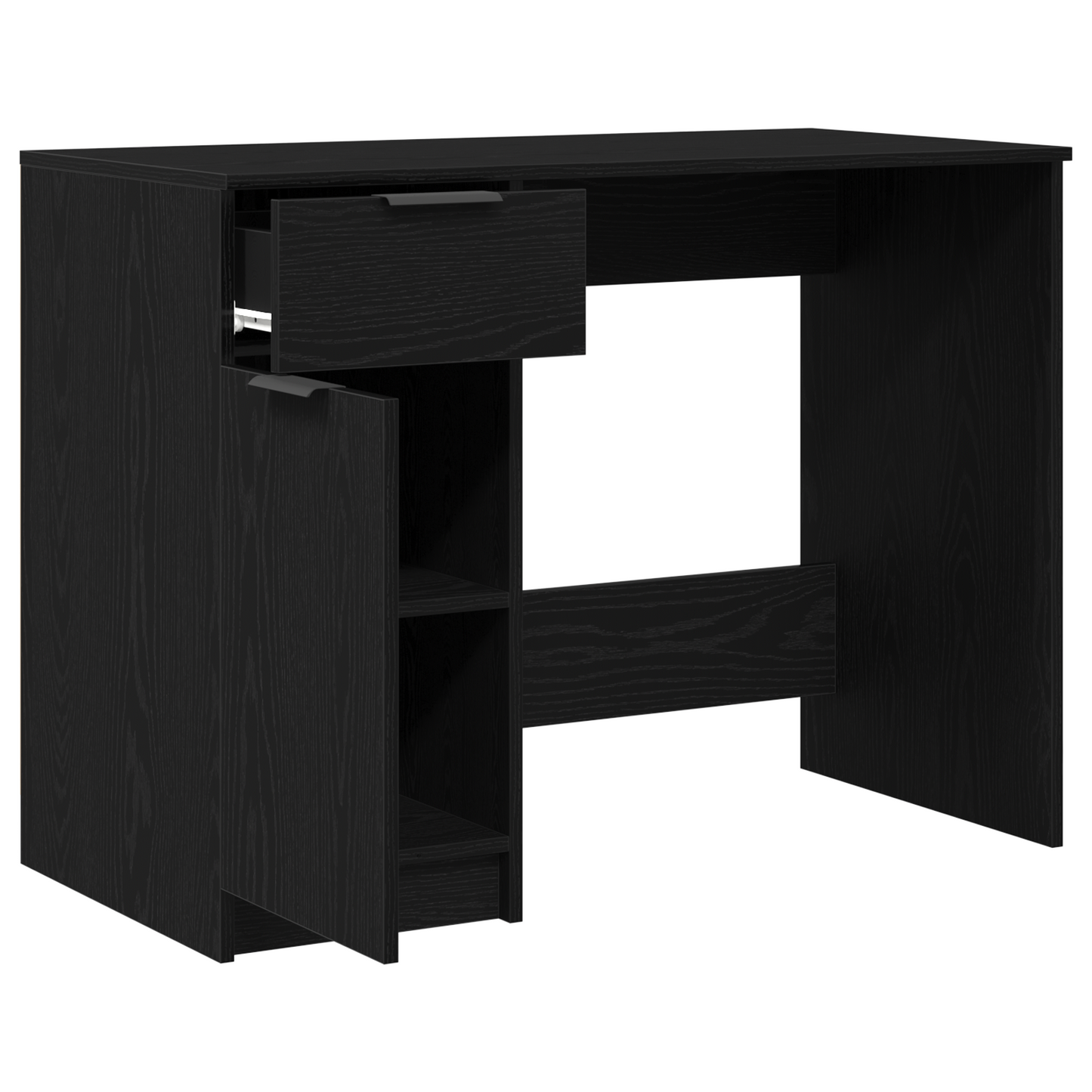 Sort Eg Skrivebord - 100X50X75 Cm - Lavet Af Konstrueret Træ