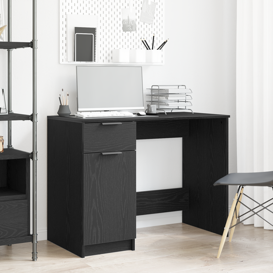 Sort Eg Skrivebord - 100X50X75 Cm - Lavet Af Konstrueret Træ