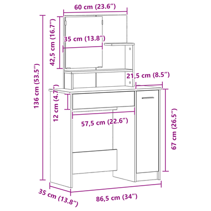 Klædeskab Med Skuffe Sort Eg 86.5 X 35 X 136 Cm Konstrueret Træ