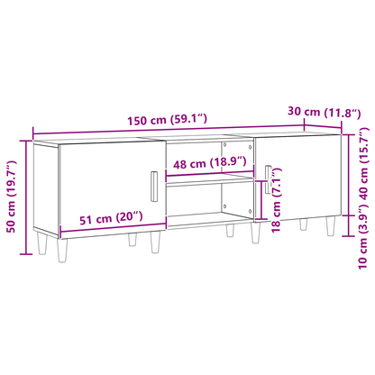 Tv-Skab Gammelt Træ 150 X 30 X 50 Cm Konstrueret Træ