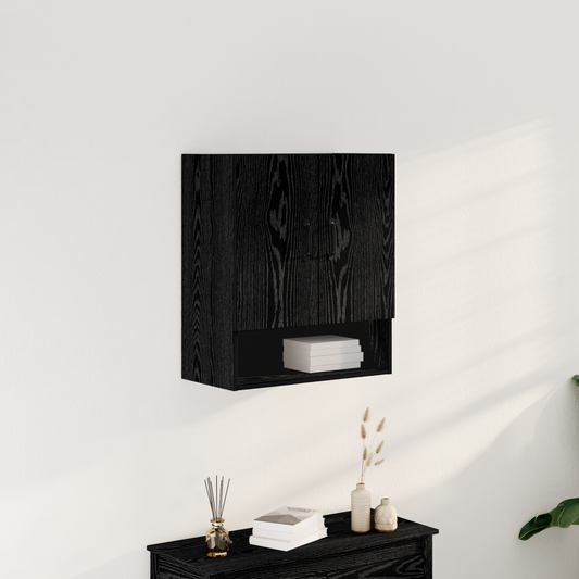 Væghylde I Sort Eg 60X30X70 Cm - Lavet Af Træ
