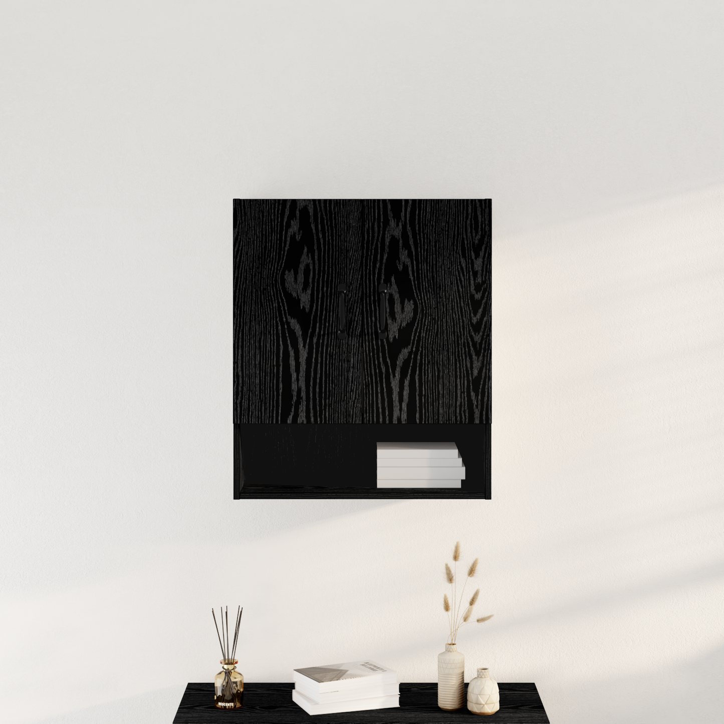 Væghylde I Sort Eg 60X30X70 Cm - Lavet Af Træ