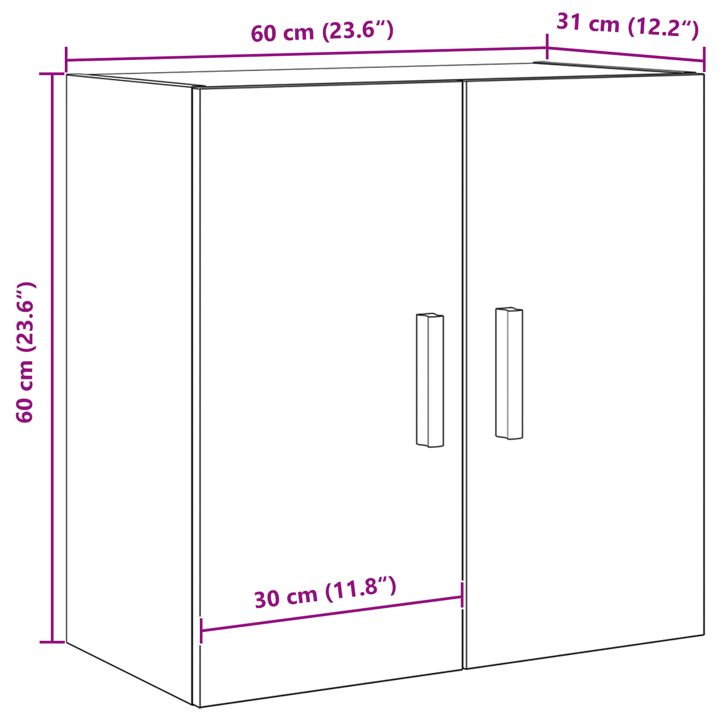 Sort Eg Vægskab - 60X30X60 Cm