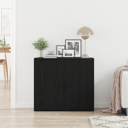 Skænk Sort Eg 80 X 33 X 70 Cm Konstrueret Træ