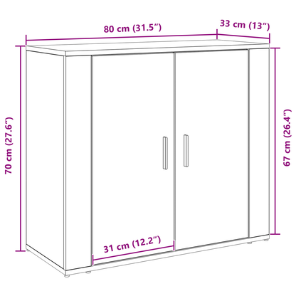 Skænk Sort Eg 80 X 33 X 70 Cm Konstrueret Træ