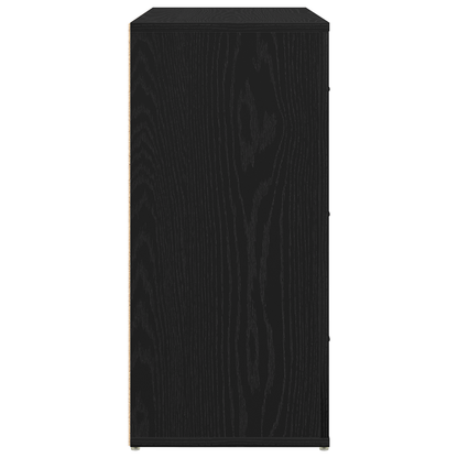 Sort Egetræ Sideboard Sort Eg 80 X 33 X 70 Cm Konstrueret Træ