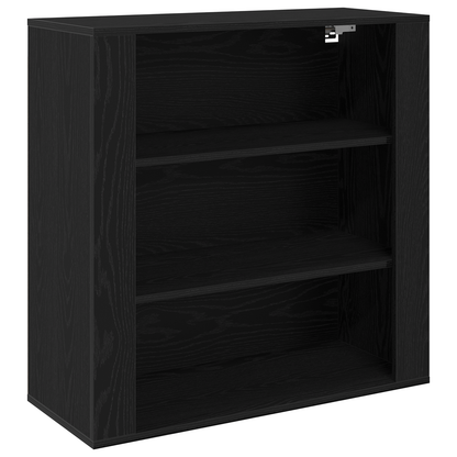 Væghylde Sort Eg 80X33X80 Cm Konstrueret Træ