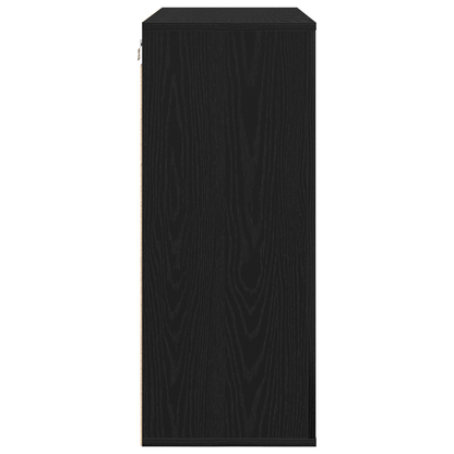 Væghylde Sort Eg 80X33X80 Cm Konstrueret Træ