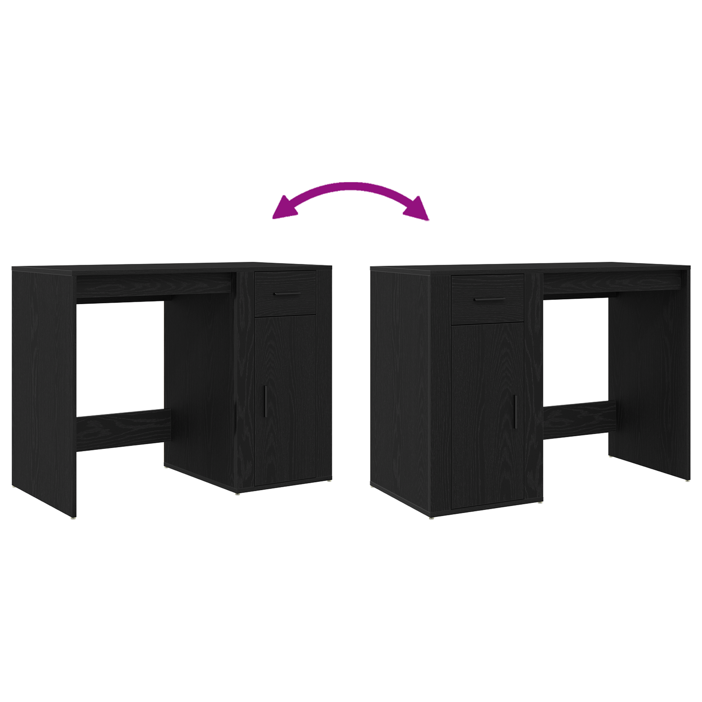 Skrivebord Sort Eg 100X49X75 Cm Konstrueret Træ