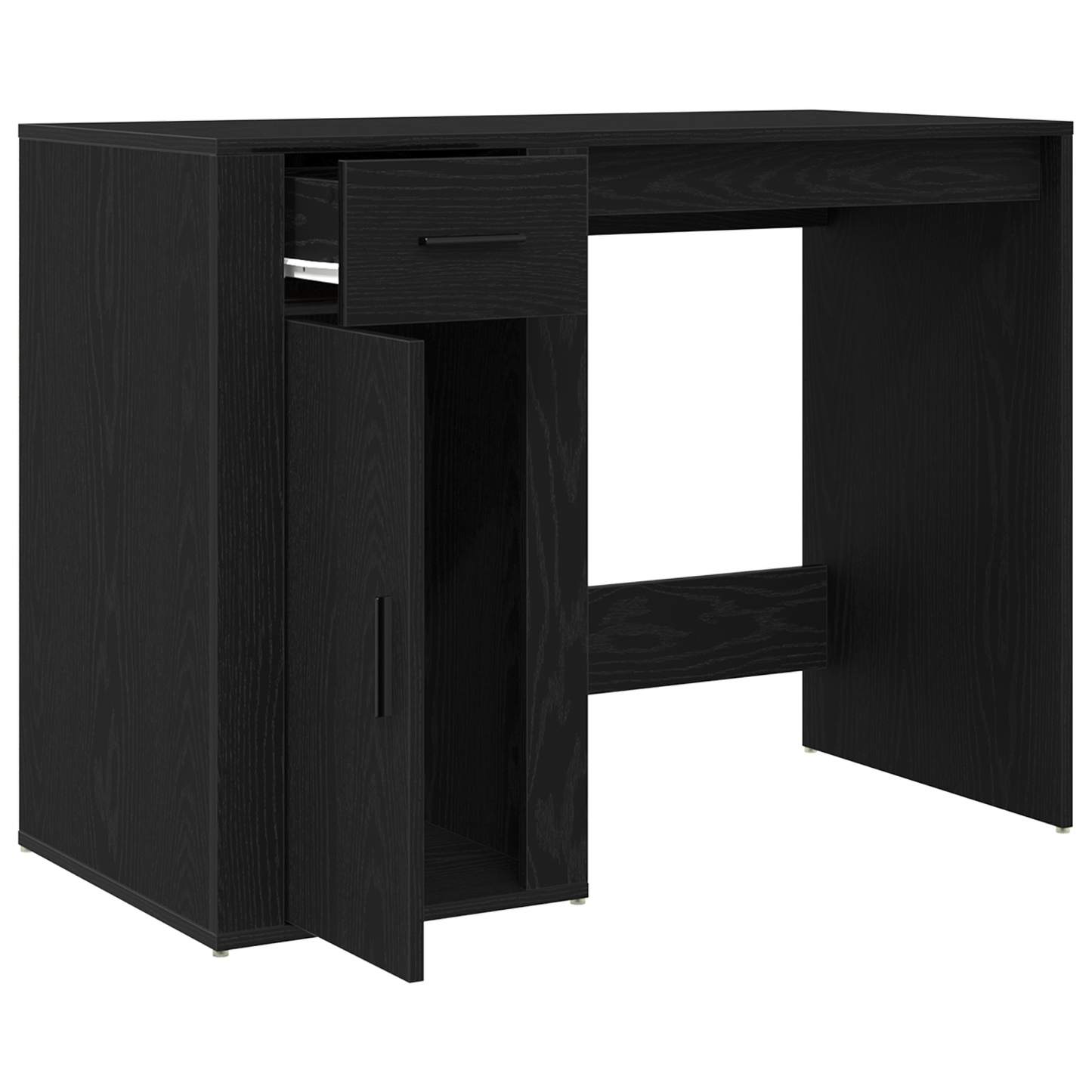 Skrivebord Sort Eg 100X49X75 Cm Konstrueret Træ