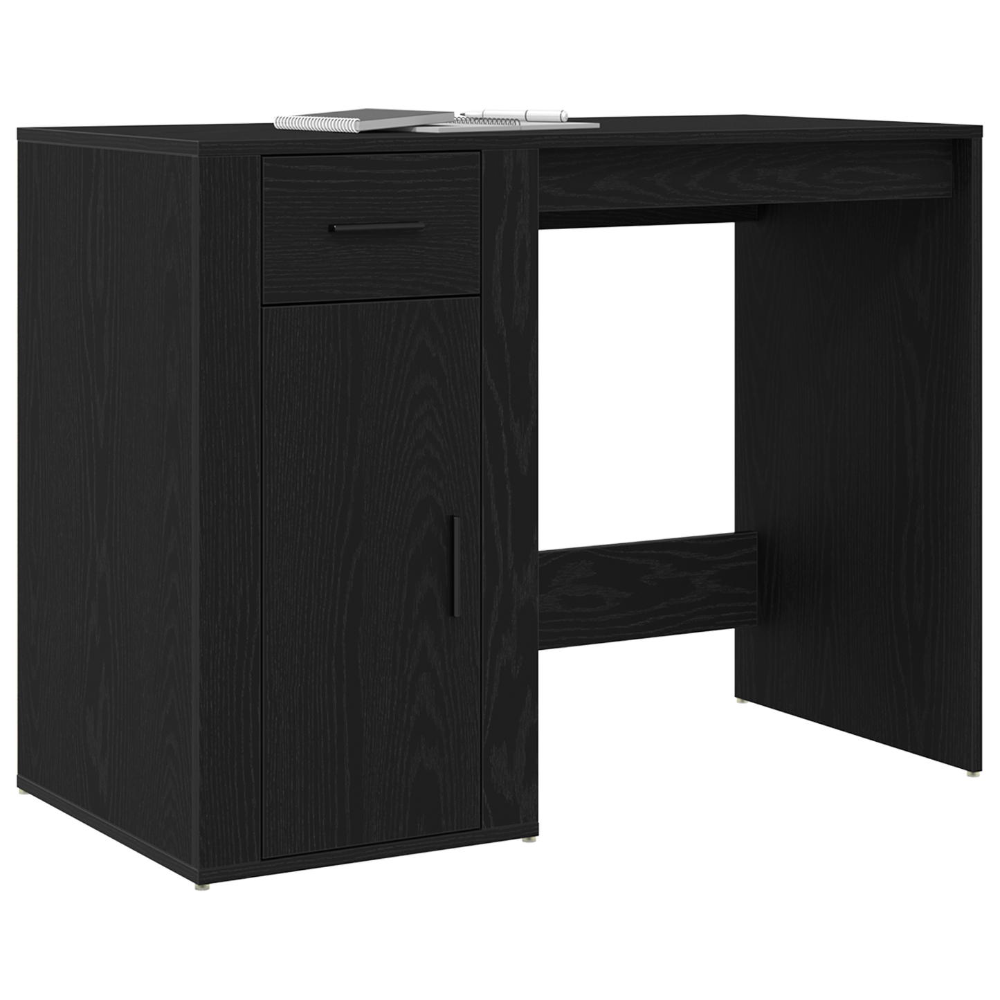 Skrivebord Sort Eg 100X49X75 Cm Konstrueret Træ