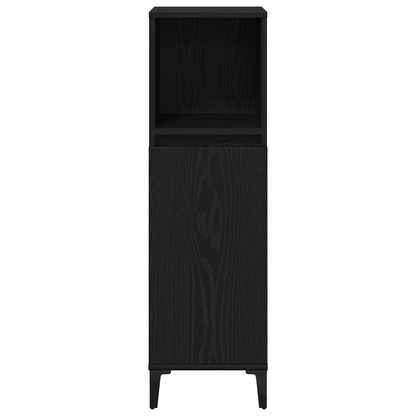 Badeværelsesskab Sort Eg 30 X 30 X 100 Cm Konstrueret Træ