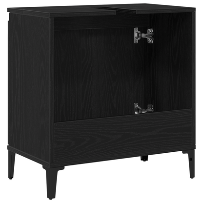 Vaskeskab Med Hylde Sort Eg 58 X 33 X 60 Cm Konstrueret Træ