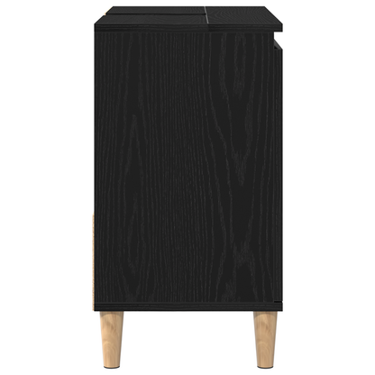 Badeværelsesskab Sort Eg 65 X 33 X 60 Cm Konstrueret Træ