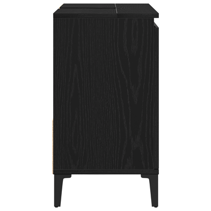 Badeværelsesskab Sort Eg 65 X 33 X 60 Cm Konstrueret Træ