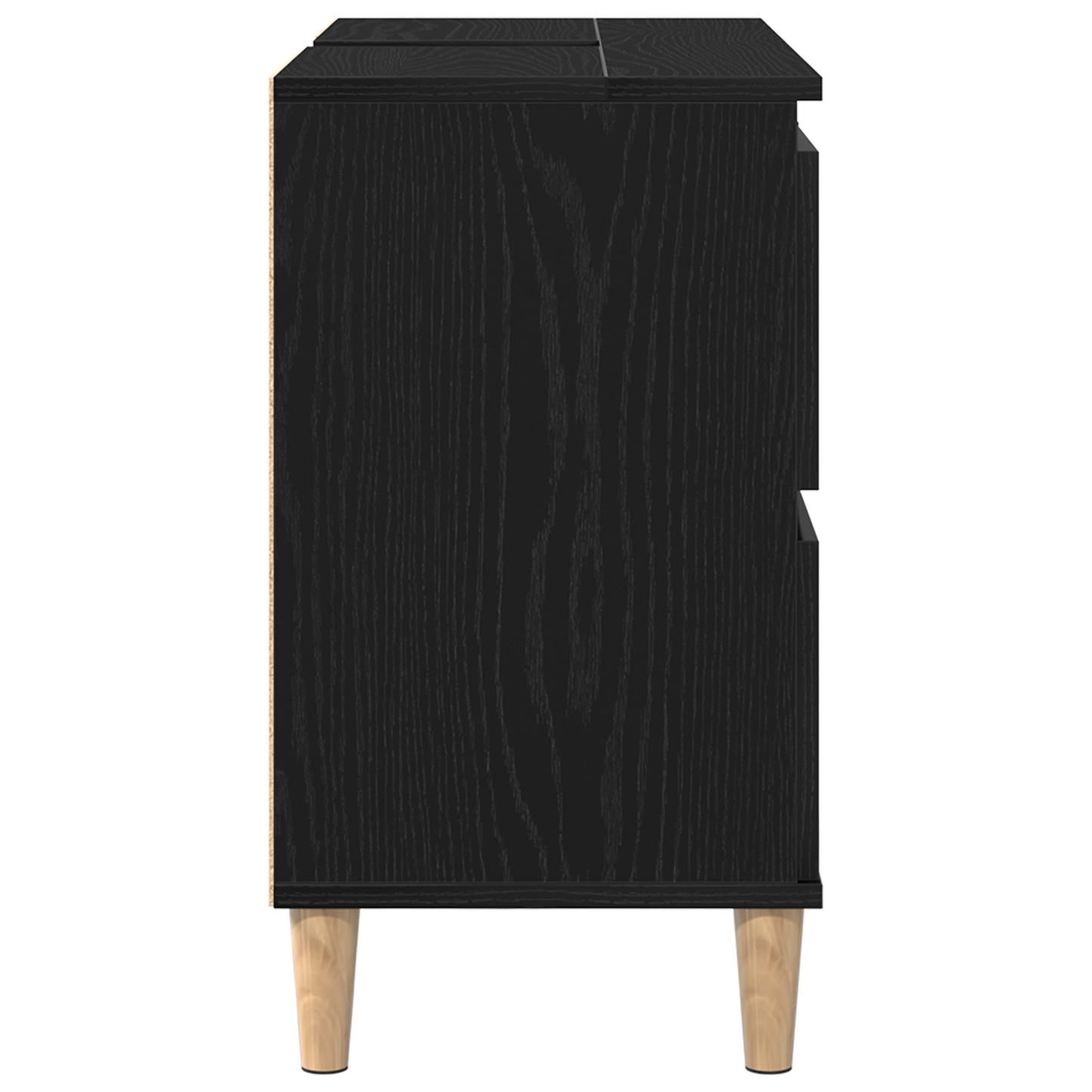 Vaskeskab Med Skuffe Sort Eg 80 X 33 X 60 Cm Konstrueret Træ