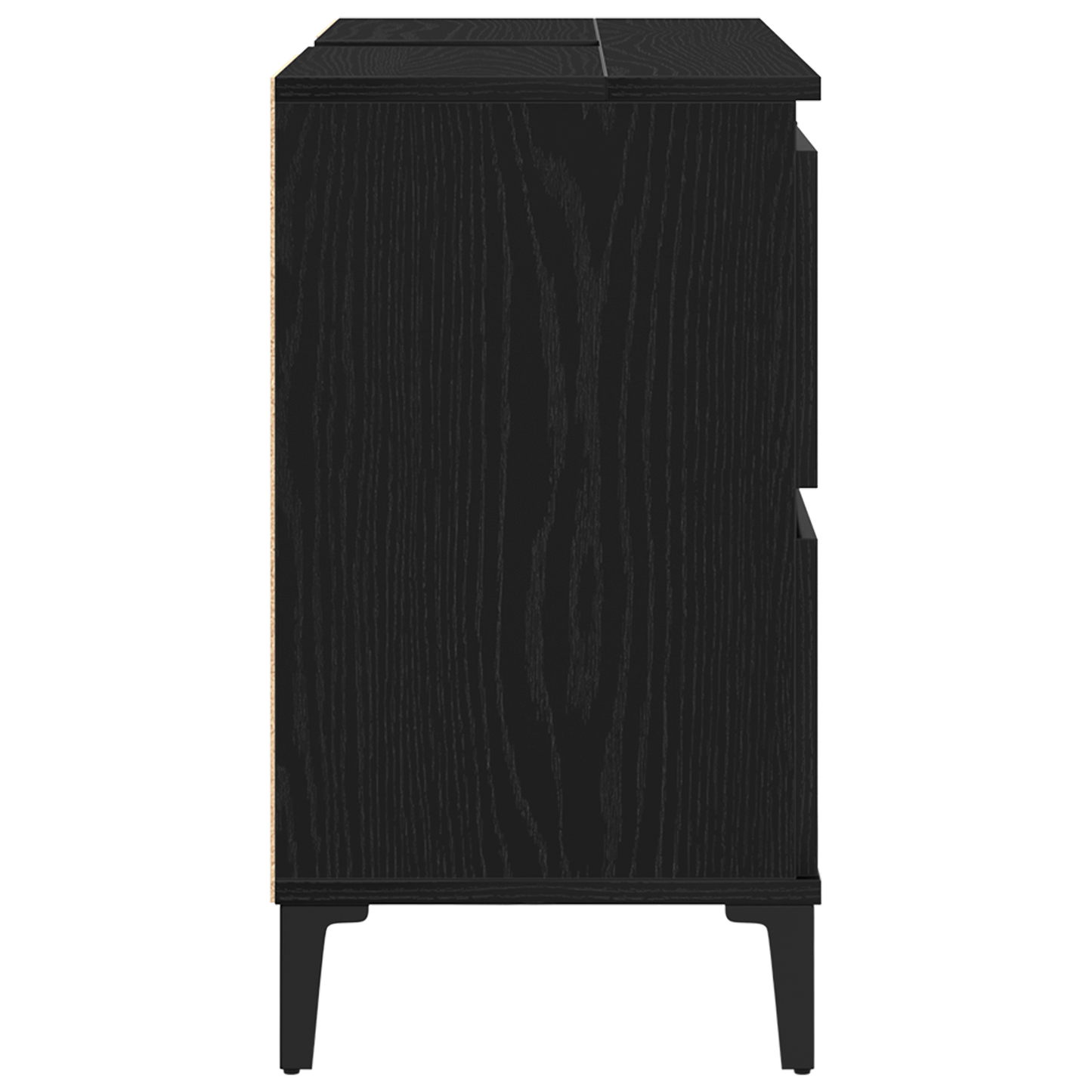 Vaskeskab Med Skuffe Sort Eg 80 X 33 X 60 Cm Konstrueret Træ