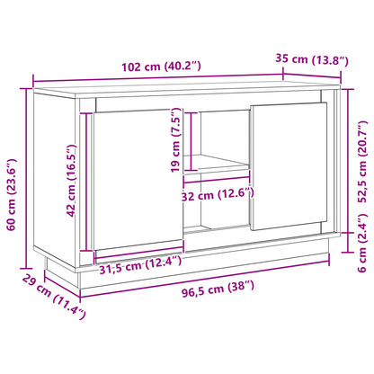 Skænk Sort Eg 102 X 35 X 60 Cm Konstrueret Træ