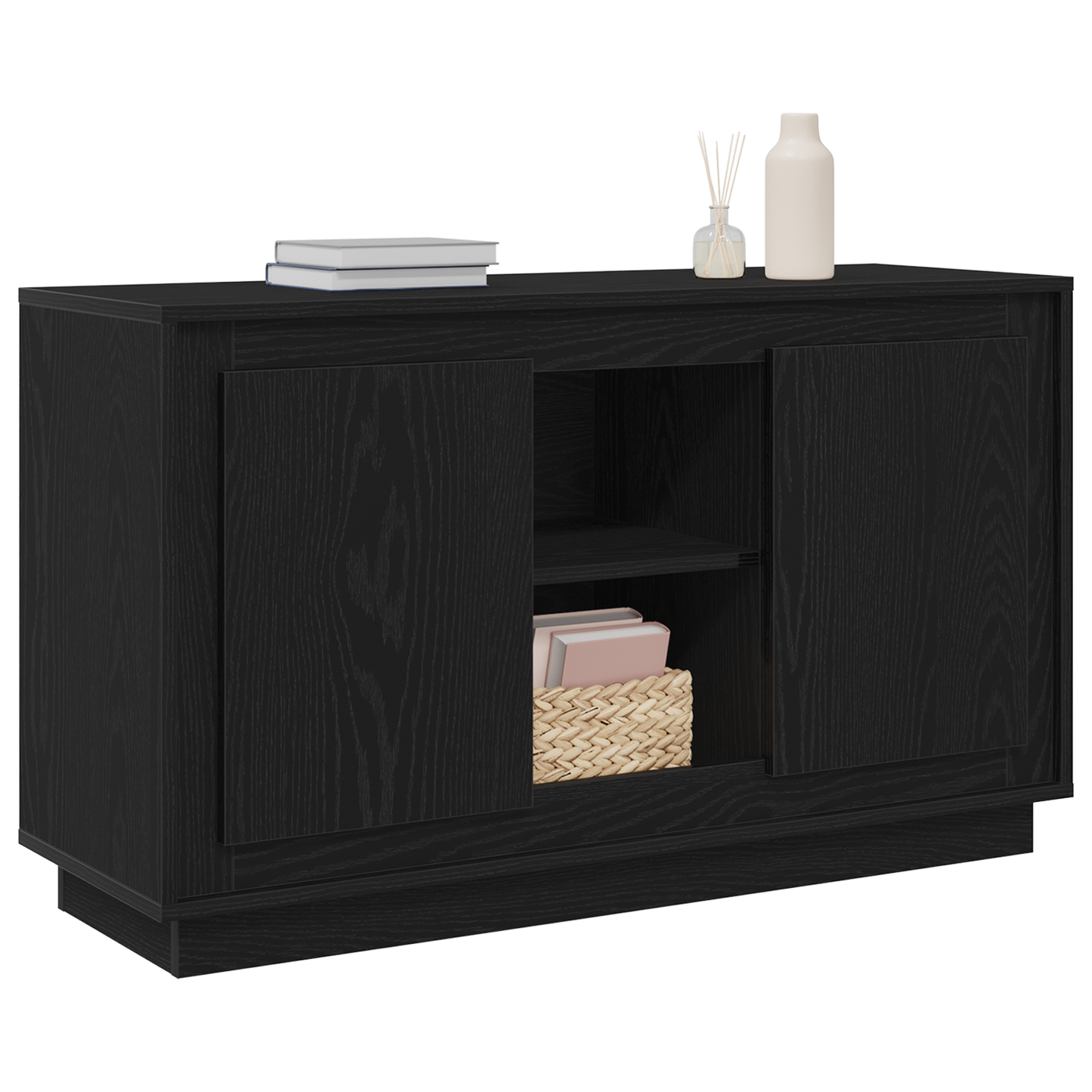 Skænk Sort Eg 102 X 35 X 60 Cm Konstrueret Træ