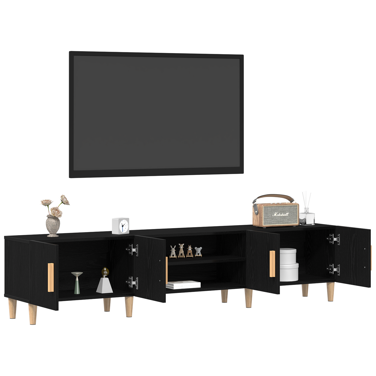 Tv Kabinet Sort Eg 180 X 31.5 X 40 Cm Konstrueret Træ