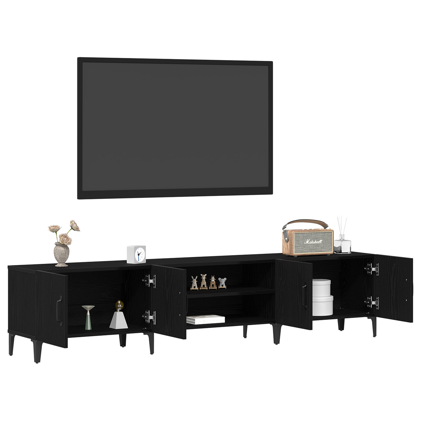 Tv-Skab Sort Eg 180 X 31.5 X 40 Cm Konstrueret Træ