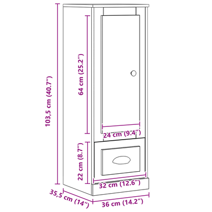Highboard Sort Eg Sort Eg 36 X 35,5 X 103,5 Cm Konstrueret Træ