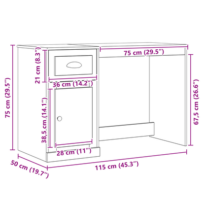 Skrivebord Med Opbevaring Gammel Træ 50X115X75 Cm Ingeniørtræ