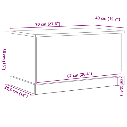 Opbevaringskasse Sort Eg 70 X 40 X 28 Cm Konstrueret Træ